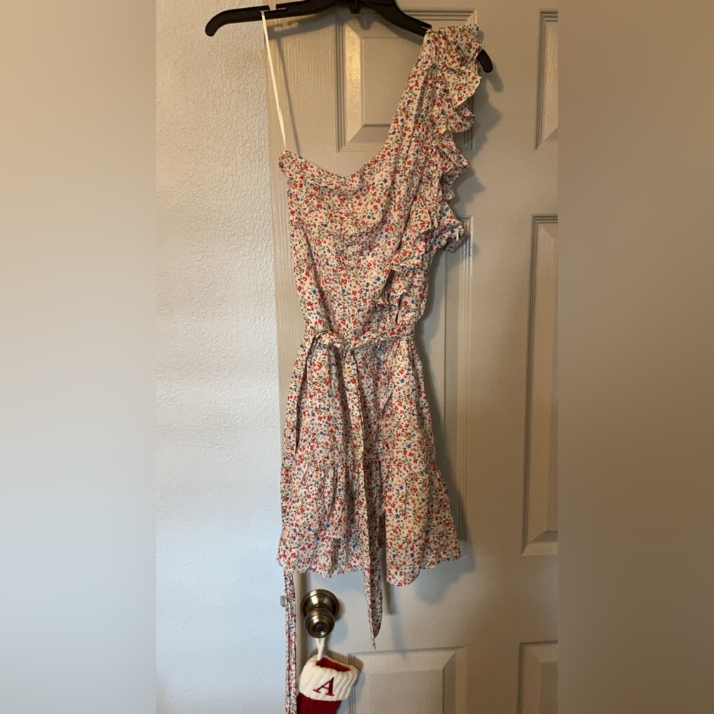 One Shoulder Floral Dress